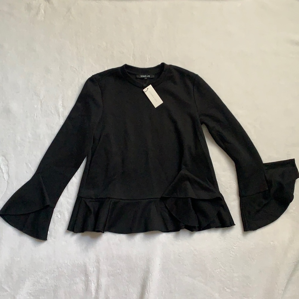 SUGARLIPS bell sleeve peplum sweatshirt XS
